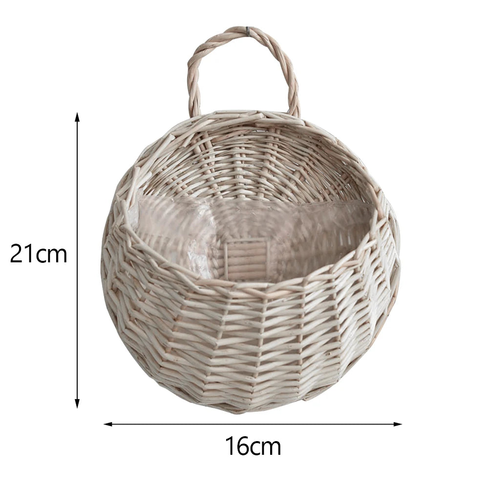 Handwoven Rattan Planter – Hanging Wicker Pot for Flowers, Vines & Herbs