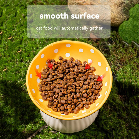 Mushroom Grove Ceramic Cat Bowl – Boho Elevated Dish for Cats