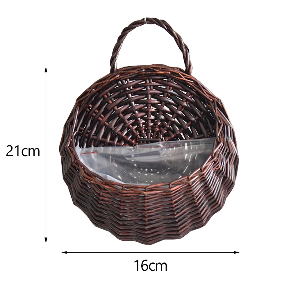 Handwoven Rattan Planter – Hanging Wicker Pot for Flowers, Vines & Herbs
