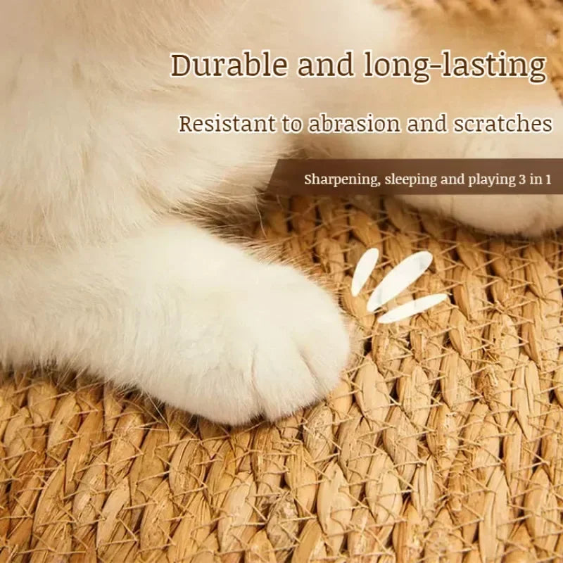 Boho-Inspired Rattan Cat Mat – Dual-Purpose Scratching Pad & Cozy Lounger