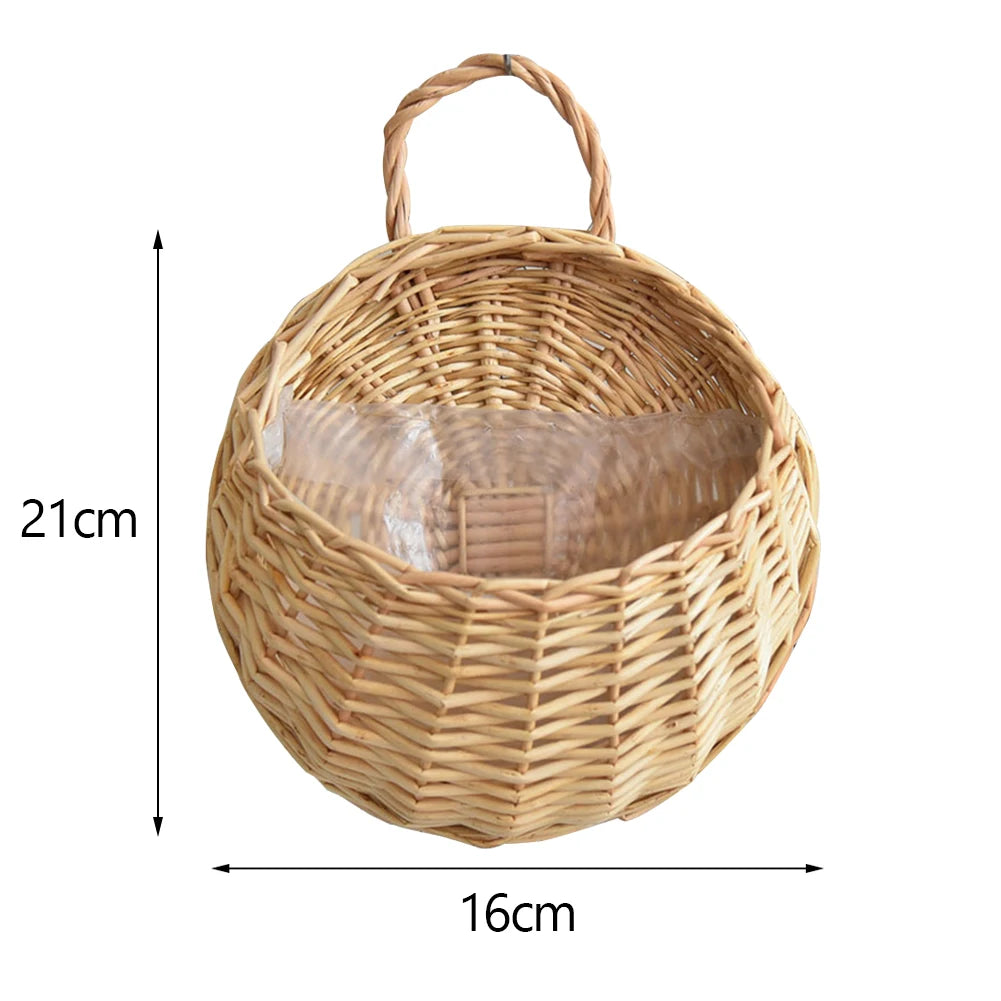 Handwoven Rattan Planter – Hanging Wicker Pot for Flowers, Vines & Herbs