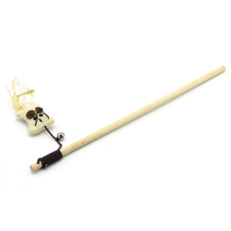 Handcrafted Boho Cat Wand – Interactive Feather Toy with Woodland Creatures