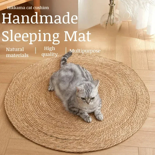 Boho-Inspired Rattan Cat Mat – Dual-Purpose Scratching Pad & Cozy Lounger