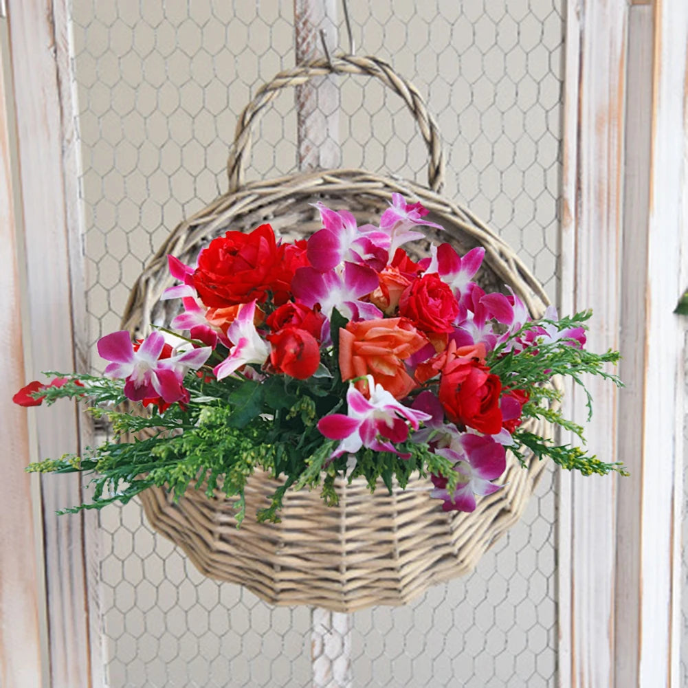 Handwoven Rattan Planter – Hanging Wicker Pot for Flowers, Vines & Herbs